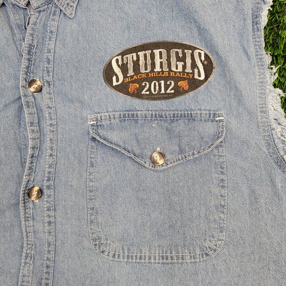 Sturgis Biker Denim Vest 2XL 26x32 Black Hills Rally 2012 - Picture 10 of 13